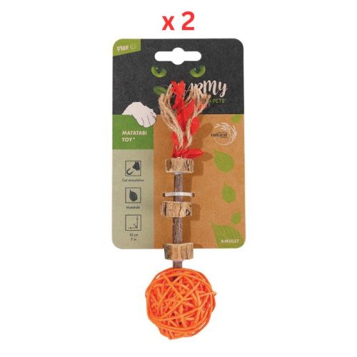 M-Pets Charmy Amulet Matatabi Orange Catnip Cat Toy Pack Of 2
