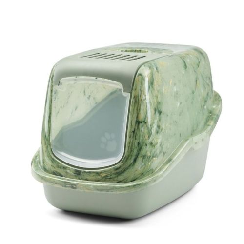 Savic Nestor Toilet Home Cat Litter Box Marble Botanical Green