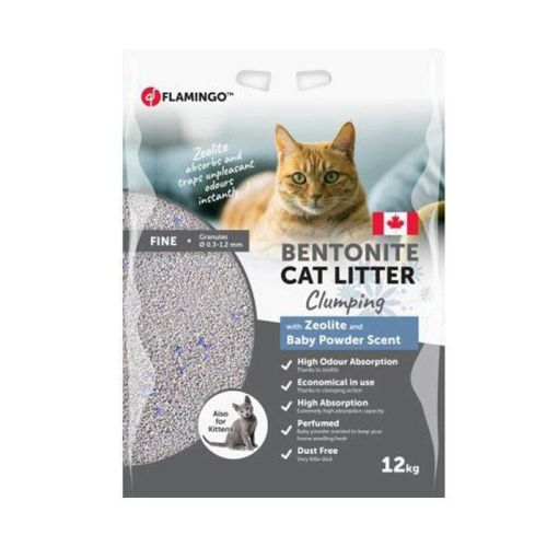 Flamingo Bentonite Zeolite & Baby Powder Scent Clumping Cat Litter 12Kg