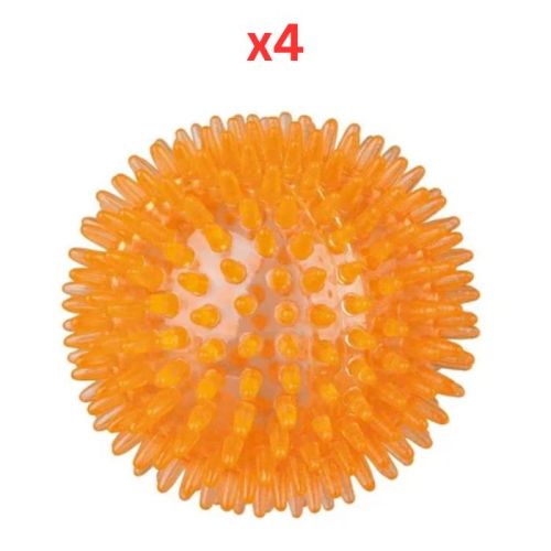 Trixie Thermoplastic Hedgehog Ball Toy For Dogs - Orange 8cm (Pack Of 4)