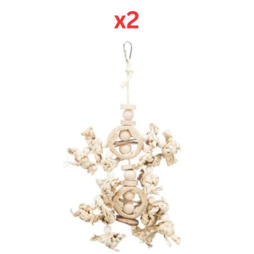 Trixie Banana Leaves, Wood & Loofah Natural Bird Toy 42Cm (Pack Of 2)
