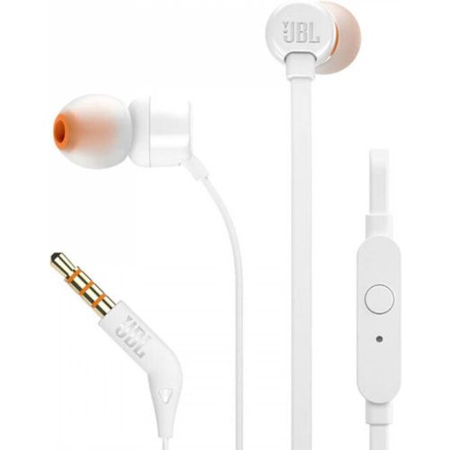 JBL Tune 110, Wired In-Ear Headphones, With JBL Pure Bass Sound,  Built-in Microphone- White