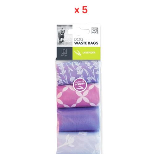 M-Pets Dog Waste Bags Lavender Scented 60 bags (4x15) Pack Of 5
