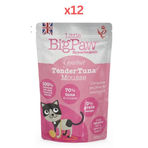 Little Big Paw Gourmet Atlantic Tuna Mousse Wet Cat Food 85g Pack Of 12