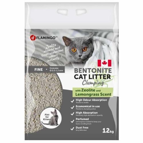 Flamingo Bentonite Zeolite & Lemongrass Scent Clumping Cat Litter 12kg