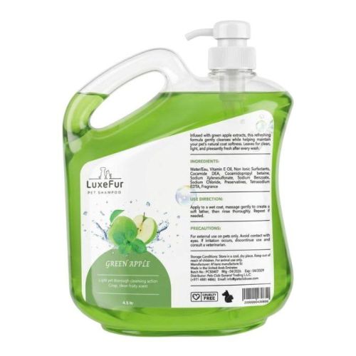 LuxeFur Luxury Pet Shampoo Gallon Green Apple - 4.5L