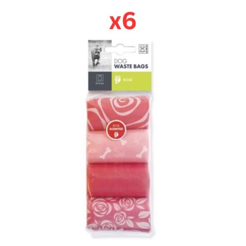 M-Pets Dog Waste Bags Rose Scented 60 Bags (4 X15) (Pack of 6)