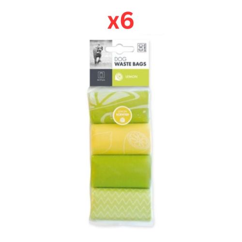 M-Pets Dog Waste Bags Lemon Scented 60 Bags (4X15) (Pack of 6)