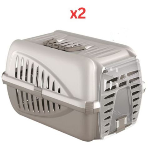 Georplast Panzer Pet Carrier - Grey (Pack of 2)
