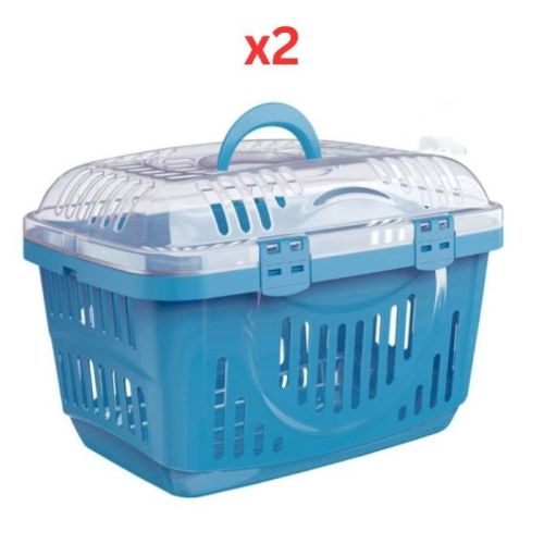 Georplast Rocket Pet Carrier Transparent Lid - Blue (Pack of 2)