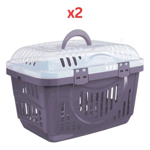 Georplast Rocket Pet Carrier Transparent Lid - Navyblue (Pack of 2)