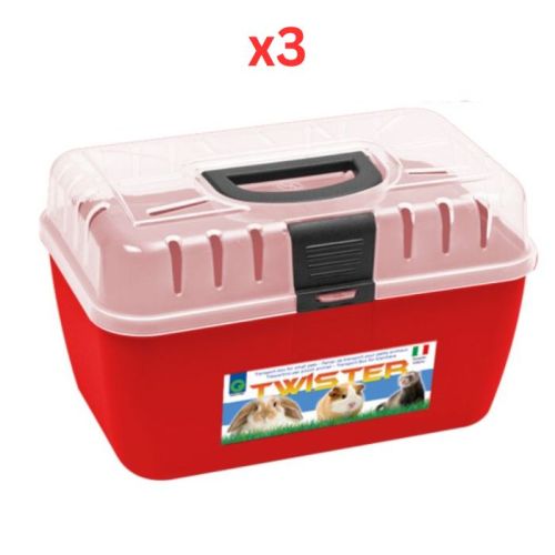 Georplast Twister Small Pets Transport Box - Red (Pack of 3)
