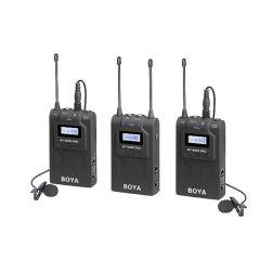 Boya by-WM8 Pro-K2 UHF Omnidirectional Dual-Channel Wireless Microphone System with One Receiver and Two Transmitter, Black