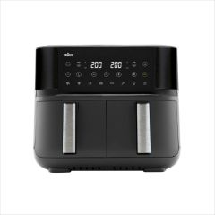 Braun TwinCook 3 Air Fryer, 8 Automatic Programs, 8 L Capacity, RealAir Technology, 2850 Watts, Auto-Off Function, Black - TD 3030