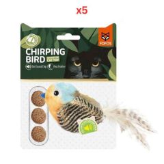FOFOs Sound Chip Blue Bird With Catnip Balls Cat Toy (Pack Of 5)