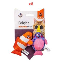 FOFOS Sperm Whale & Clown Fish With Catnip Cat Toy (Pack Of 6)
