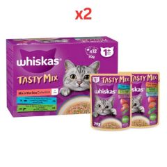Whiskas Tasty Mix of the Sea Collection in Jelly Wet Cat Food 12X70G (Pack of 2)