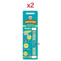 Kittyrama Meadow Cat Collar - Green 19.5cm - 26.5cm (Pack of 2)