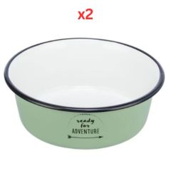 Trixie Ready For Adventure Enamel Stainless Steel Cat Bowl - Green 21Cm (Pack of 2)
