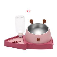 Cozy Paws 2 in 1 Water and Food Dispenser, 31.5x20cm, Pink, Pack Of 2