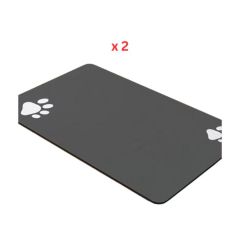 Cozy Paws Paw Print Synthetic Rubber Dog Feeding Mat, 11.81x15.75 in 30x40cm, Pack Of 2