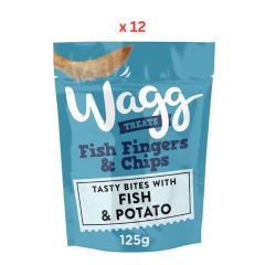 Wagg Fish Fingers & Chips Fish & Potato Tasty Bites Oven Baked Dog Treats 125g Pack Of 12