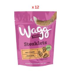 Wagg Steaklets Beef & Cheese Steak Bites Oven Baked Dog Treats 125g Pack Of 12