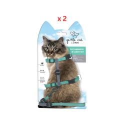 M-Pets Gentle Cat Harness & Leash Set Jade Green Pack Of 2