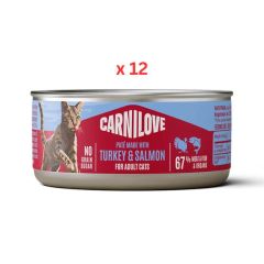 Carnilove Turkey & Salmon Pate Can Wet Cat Food 12x100g
