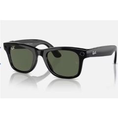 Ray-Ban Meta Gen 1 Wayfarer Glasses Shiny Black L G15 Green Size 50, RW4006
