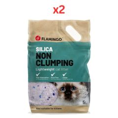 Flamingo Silica Medium Grains Non Clumping Lightweight Cat Litter 5L (Pack of 2)