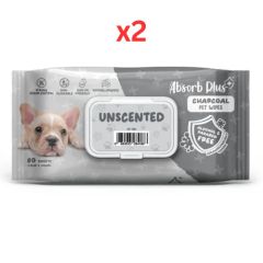 Absorb Plus Charcoal Pet Wipes Unscented 80pcs (Pack of 2)