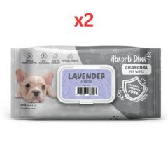 Absorb Plus Charcoal Pet Wipes Lavender Scented 80pcs (Pack of 2)