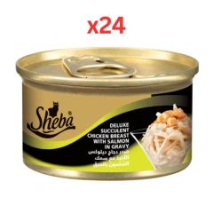 Sheba Deluxe Succulent Chicken Breast with Salmon in Gravy For Cats 85G (Pack of 24)
