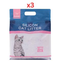 Nunbell Silicon Cat Litter Crystal Litter 3.8Kg - Baby powder (Pack of 3)