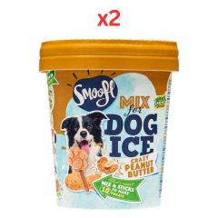 Smoofl Peanut Butter Mix for Dog Ice with 10pcs Chew Sticks 105G (Pack of 2)