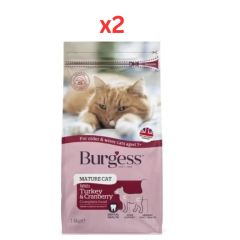 Burgess Mature Turkey & Cranberry Dry Cat Food 1.4Kg (Pack of 2)