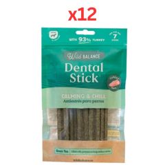 Wild Balance Turkey, Green Tea & Mint Dental Sticks Calming Effect Dog Treat 7Pcs (Pack of 2)