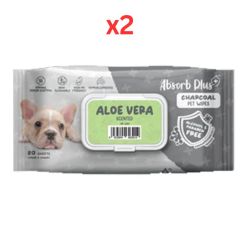 Absorb Plus Charcoal Pet Wipes Aloe Vera Scented 80pcs (Pack of 2)