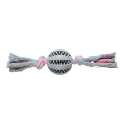 Companion Dental Chewing Ball on Rope Toy For Dogs Grey 22cm