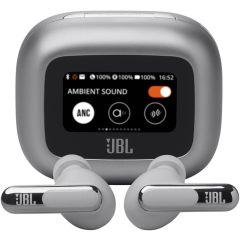 JBL Live Beam 3 Wireless Earbud Headphones, Adaptive Noise Cancelling- Silver