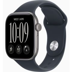 Apple Watch Series 12, GPS + Cellular, 42mm, Space Gray Aluminum Case with Navy Blue Sport Band - M/L