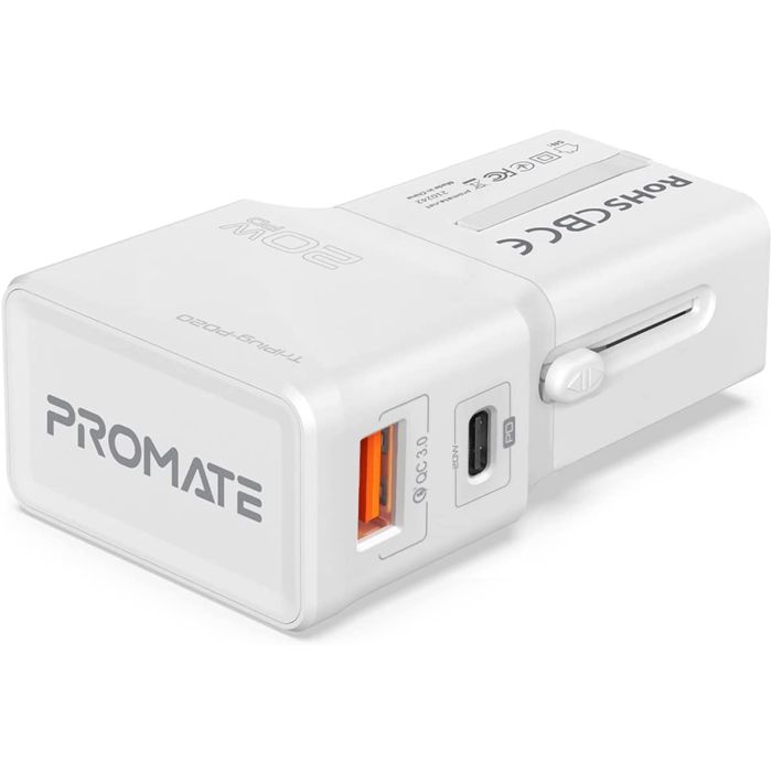 Triplug Promate International Travel Adapter With Type-C 20W Pd Port, TRIPLUG ...