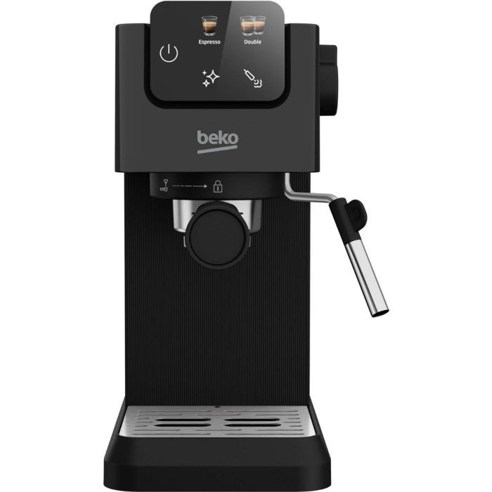 Beko Digital ESPRESSO 1628W Power, 1.1L Capacity, 15 BAR, 2 Coffee Outlets, LCD Screen, Milk Frother, Cup Warmer, Black - CEP5302B