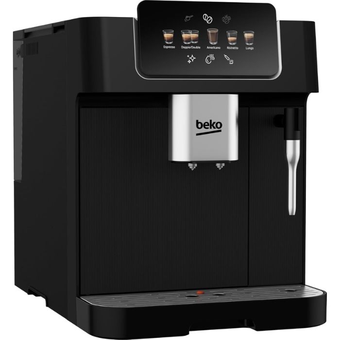 Beko Bean To Cup Espresso Coffee Machine, 2L Water Tank Capacity, B 19 Bar Pressure, 1350W, 13 Griding Levels, Milk Frother, 5 Preset Coffee Options, LCD Display - Black - CEG7302B