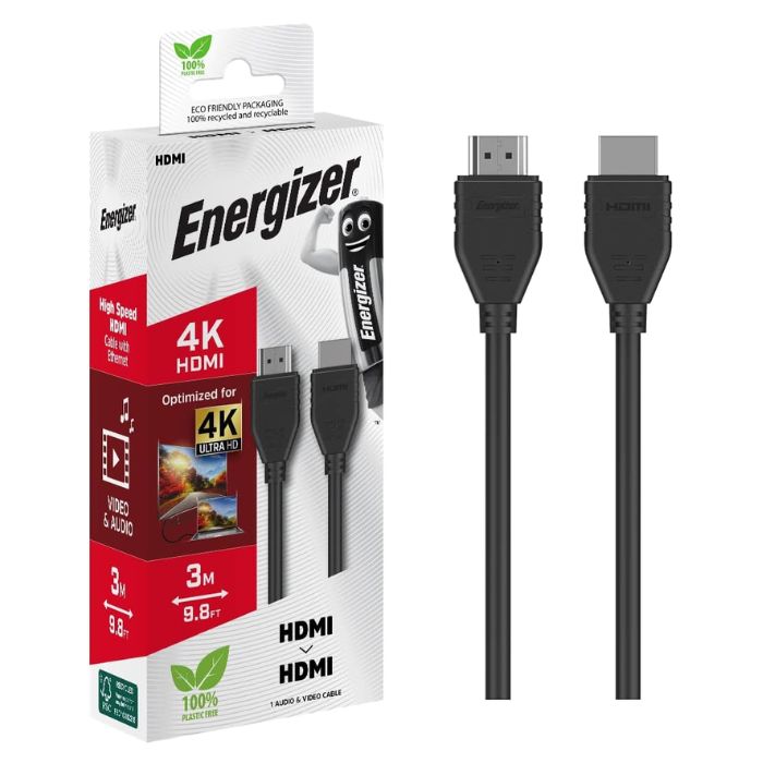 Energizer 4K HDMI To HDMI 3 Meter Cable - Black