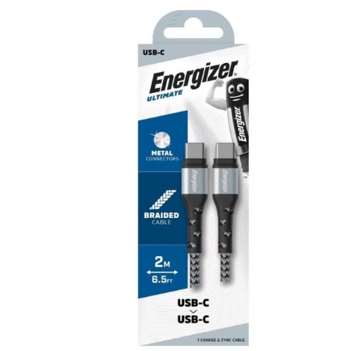 Energizer Ultimate Metal Braided USB-C to USB-C Cable - Silver