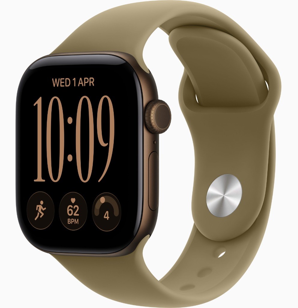 Apple Watch Series 12, GPS + Cellular, 46mm, Dark Bronze Aluminum Case with Olive Sport Band - S/M