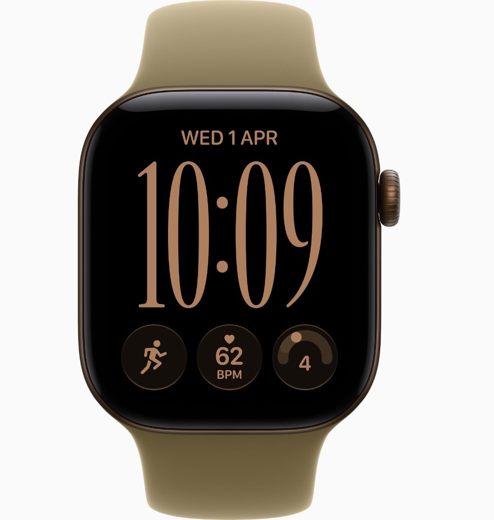 Apple Watch Series 12, GPS + Cellular, 42mm, Dark Bronze Aluminum Case with Olive Sport Band 