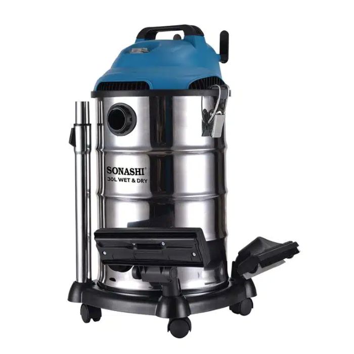 Sonashi 1600W 30L Wet & Dry Vacuum Cleaner Silver - Blue